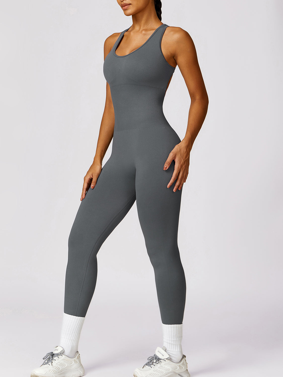 Basically Bae Sleeveless Cutout Racerback Active Jumpsuit